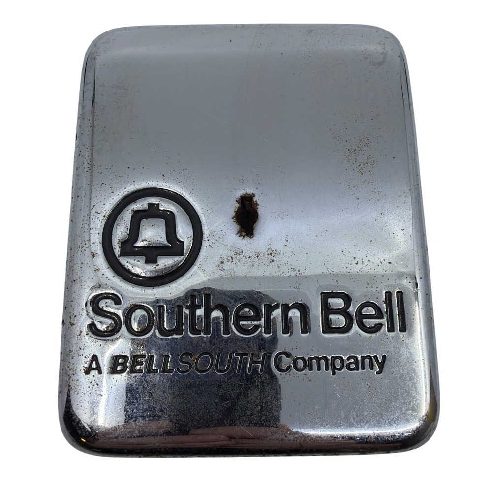 Southern Bell Payphone Vault Door BellSouth Silver Chrome AS/IS PARTS  4.5x5.5